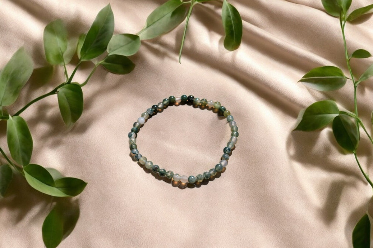 Mos agaat kogelarmband