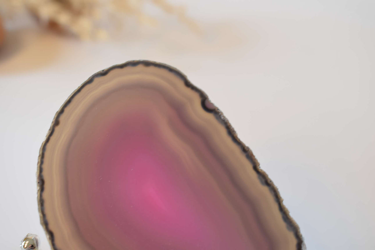 Vlinder van agaat (roze gekleurd #2)