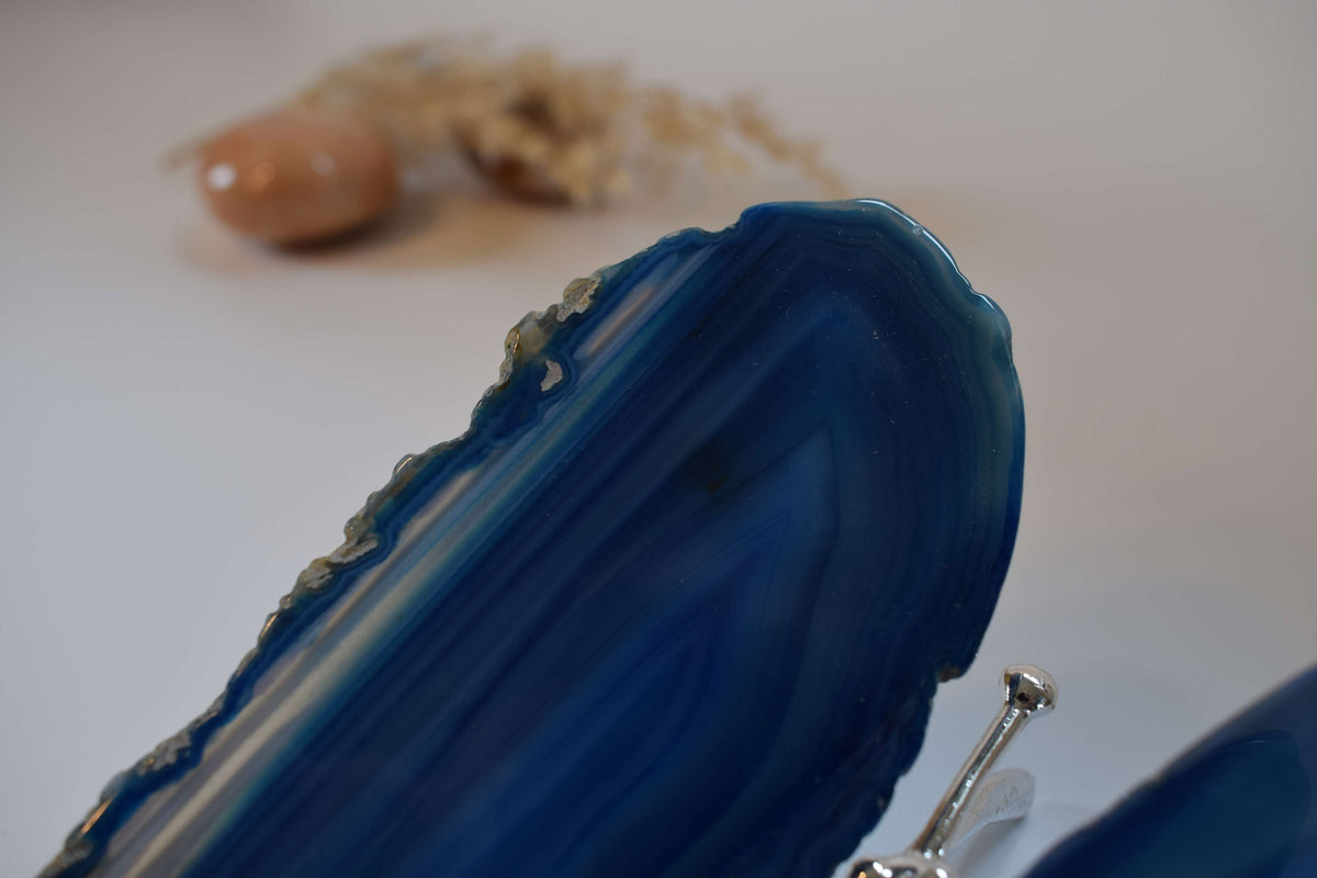 Vlinder van agaat (blauw gekleurd #1)